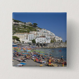 Bóton Quadrado 5.08cm Praia em Amalfi, Campânia, Itália