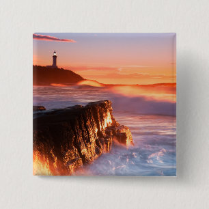Bóton Quadrado 5.08cm Praia principal dos soldados do farol de Norah,