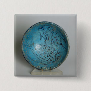 Bóton Quadrado 5.08cm Prato decorado com peixes (faience)