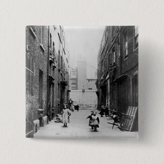 Bóton Quadrado 5.08cm Precários de Londres, 1899 (Frente)