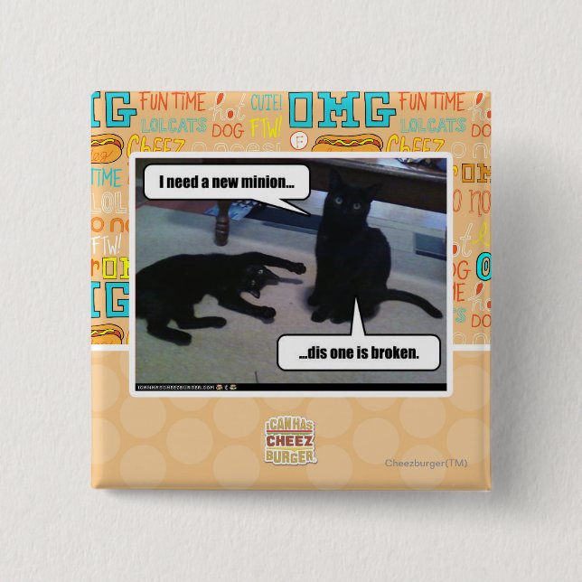 Bóton Quadrado 5.08cm Preciso de um novo minion (Frente)