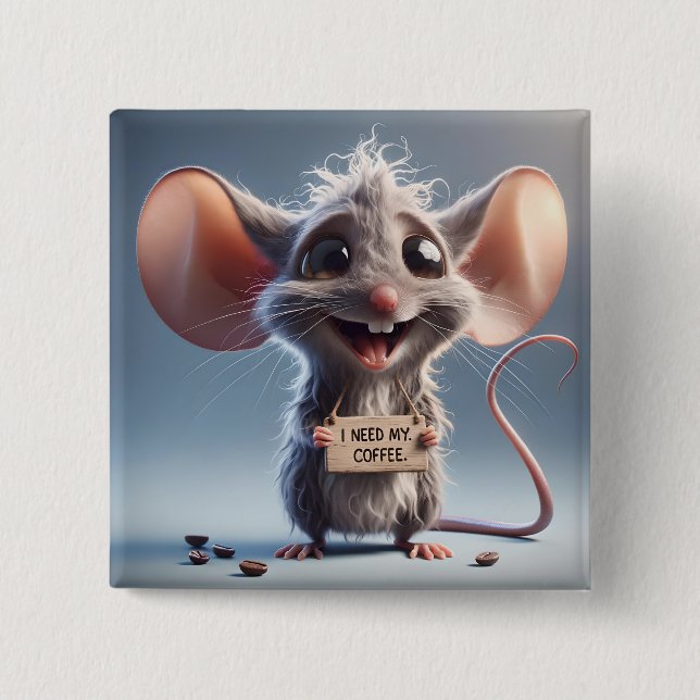 Bóton Quadrado 5.08cm Preciso Do Meu Café (Frente)