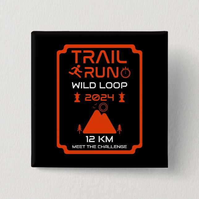 Bóton Quadrado 5.08cm Prêmio de Competição de Trail Run (Frente)
