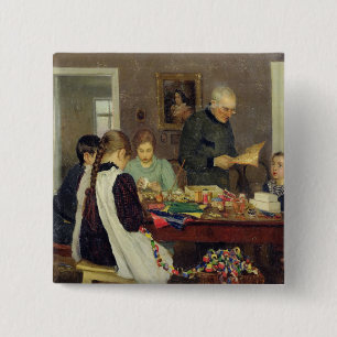 Bóton Quadrado 5.08cm Preparação para o Natal, 1896