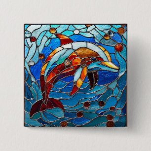 Bóton Quadrado 5.08cm Presente de Animal Marinho Golfinho para Amantes d