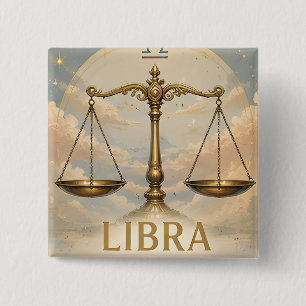 Bóton Quadrado 5.08cm Presente de aniversário do signo de Libra Astrolog