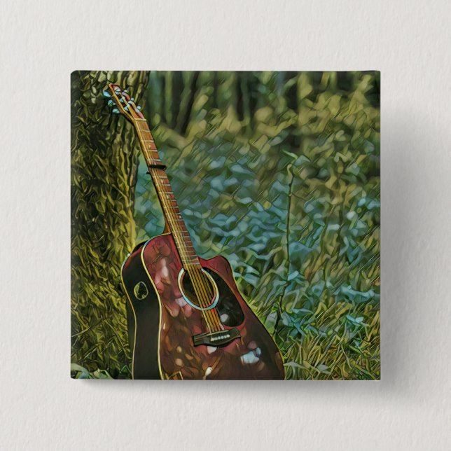 Bóton Quadrado 5.08cm Presente de aniversário guitarrista (Frente)