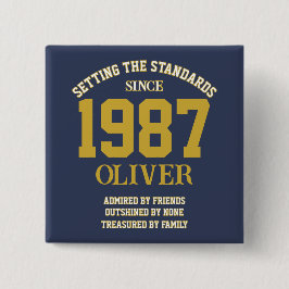 Bóton Quadrado 5.08cm Presente de aniversário personalizável