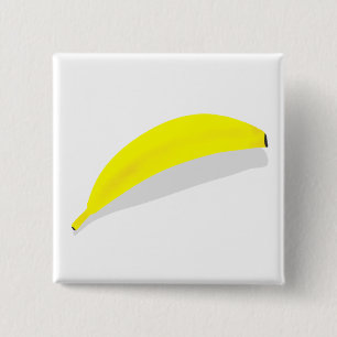 Bóton Quadrado 5.08cm Presente de Fruta Banana Amarela Brilhante