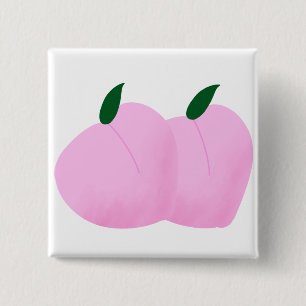 Bóton Quadrado 5.08cm Presente para Amante de Frutas Rosa Doce Pêssego