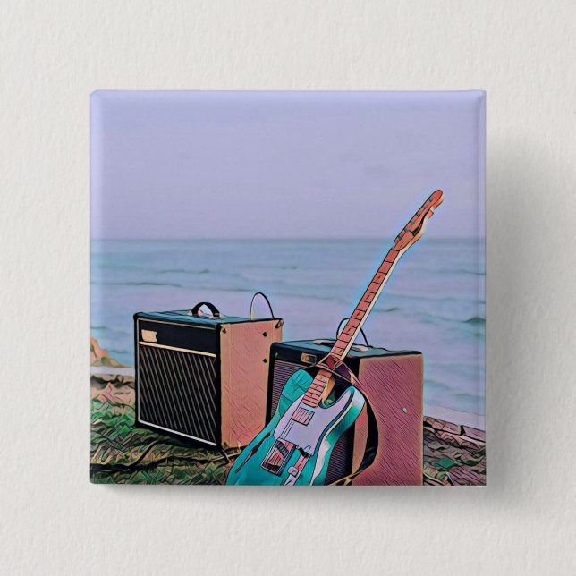 Bóton Quadrado 5.08cm Presente para amigo guitarrista (Frente)