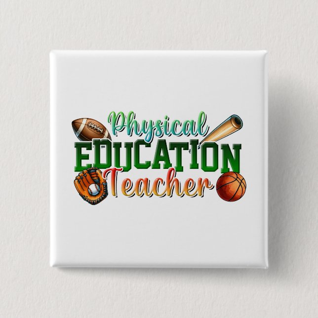 Bóton Quadrado 5.08cm Presente para Professor | Professor de Educação Fí (Frente)
