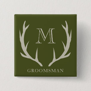 Bóton Quadrado 5.08cm Presente Personalizado de Groomsmen em Verde Exérc