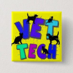 Bóton Quadrado 5.08cm Presentes artísticas da tecnologia do veterinári
