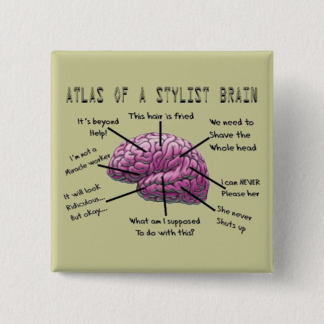 Bóton Quadrado 5.08cm Presentes "atlas do cabeleireiro de um cérebro do (Frente)