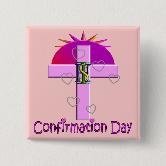 Bóton Quadrado 5.08cm Presentes católicos do dia da confirmação para (Frente)