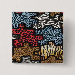 Bóton Quadrado 5.08cm Presentes com Estampa de Puzzle Leopardo Zebra Roc