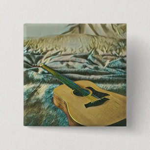 Bóton Quadrado 5.08cm Presentes de amantes de guitarra
