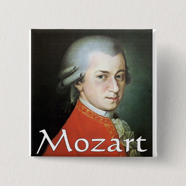 Bóton Quadrado 5.08cm Presentes de Mozart para melómanos (Frente)