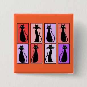 Bóton Quadrado 5.08cm Presentes do pop art dos gatos pretos