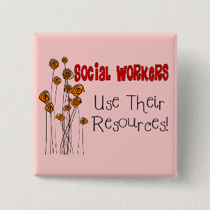 Bóton Quadrado 5.08cm Presentes e t-shirt do assistente social