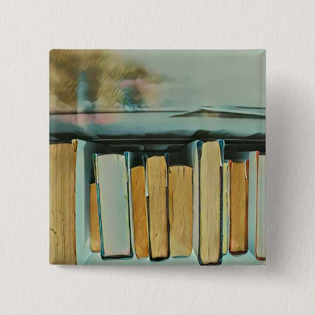 Bóton Quadrado 5.08cm Presentes para amantes de livros (Frente)