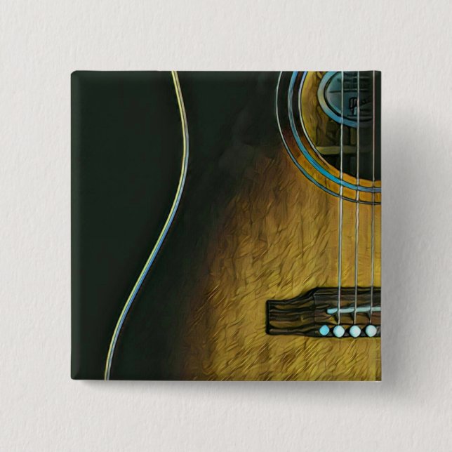 Bóton Quadrado 5.08cm Presentes para amantes de violão (Frente)