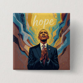 Bóton Quadrado 5.08cm President Barack Obama and the Message of Hope