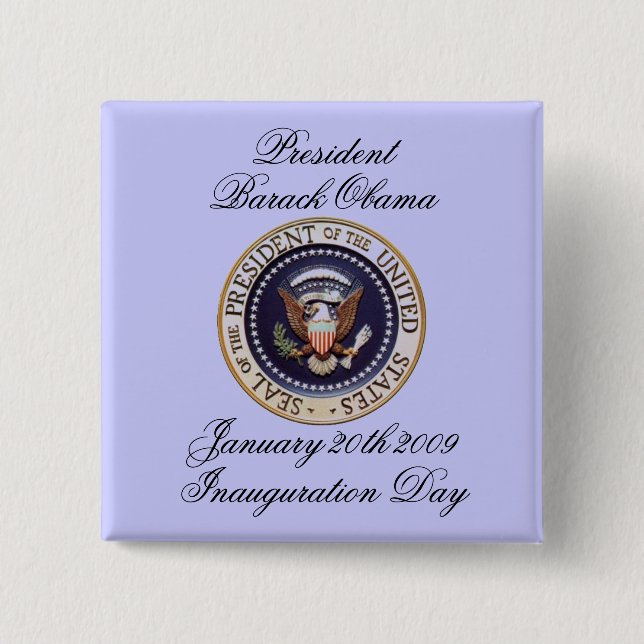 Bóton Quadrado 5.08cm Presidente Barack Obama (Frente)