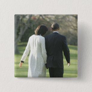 Bóton Quadrado 5.08cm Presidente Barack Obama e primeira senhora