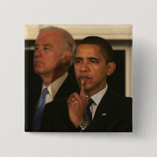 Bóton Quadrado 5.08cm Presidente Barack Obama e Vice-Presidente