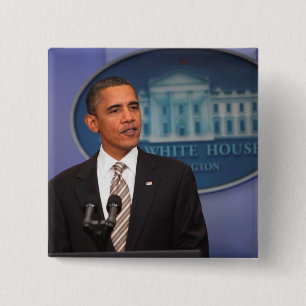 Bóton Quadrado 5.08cm Presidente Barack Obama faz um anúncio
