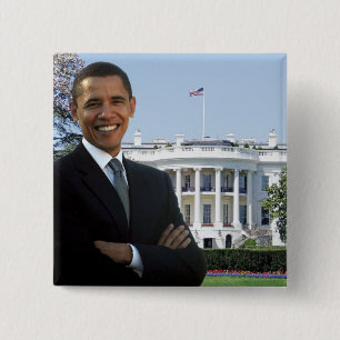 Bóton Quadrado 5.08cm Presidente Barack Obama - Pin do quadrado