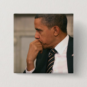 Bóton Quadrado 5.08cm Presidente Barack Obama reúne-se com o Presidente