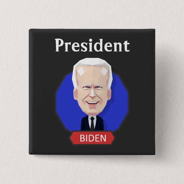 Bóton Quadrado 5.08cm Presidente Biden Button (Frente)