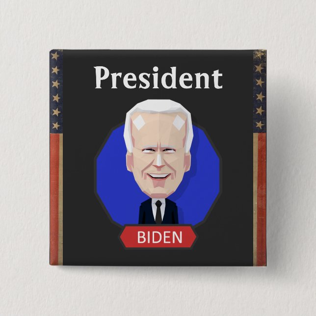 Bóton Quadrado 5.08cm Presidente Biden Button (Frente)
