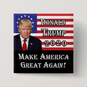 Bóton Quadrado 5.08cm Presidente Donald Trump - Faça o Excelente da Am