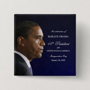 Bóton Quadrado 5.08cm Presidente Obama Inauguração Celebração Botão