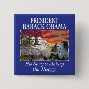 Bóton Quadrado 5.08cm Presidente Obama Rushmore Engrenagem