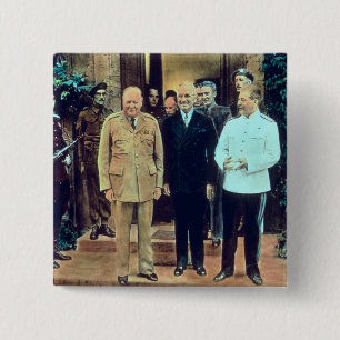 Bóton Quadrado 5.08cm Presidente Truman e Josef Stalin