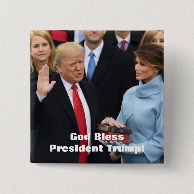 Bóton Quadrado 5.08cm Presidente Trunfo Botão dos deus abençoe (Frente)