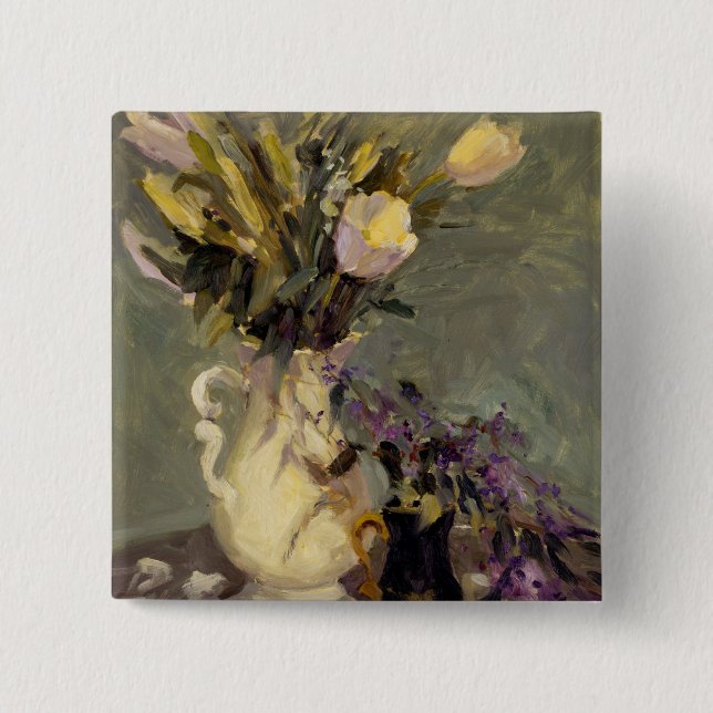 Bóton Quadrado 5.08cm Preto e ouro (Frente)