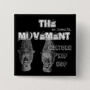 Bóton Quadrado 5.08cm (Preto) o botão de Hip Hop da cultura do moviment