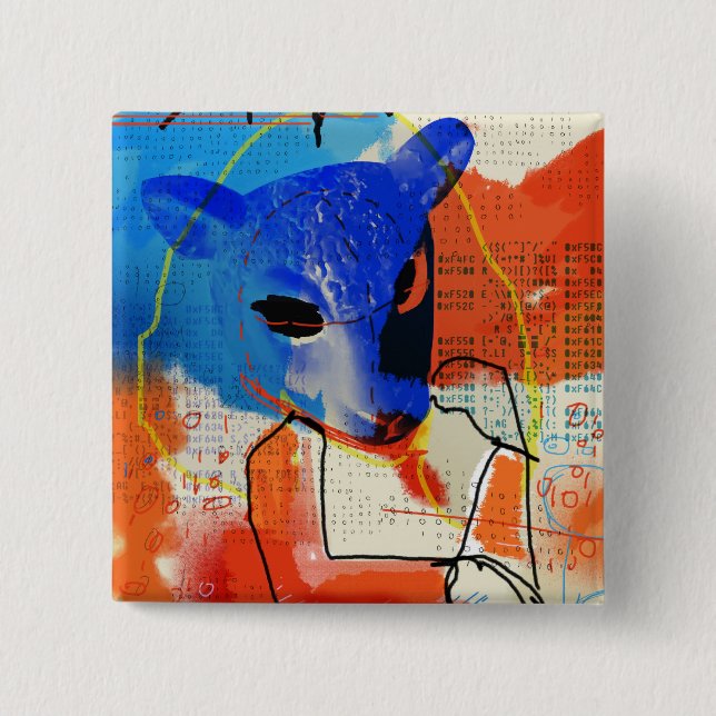 Bóton Quadrado 5.08cm Preto órfão | MK - silhueta da máscara dos (Frente)