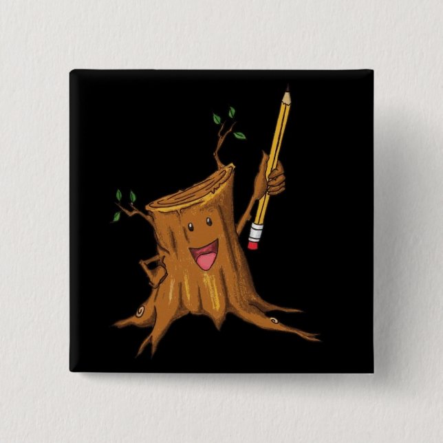 Bóton Quadrado 5.08cm Preto (quadrado) Stumpy do botão (Frente)