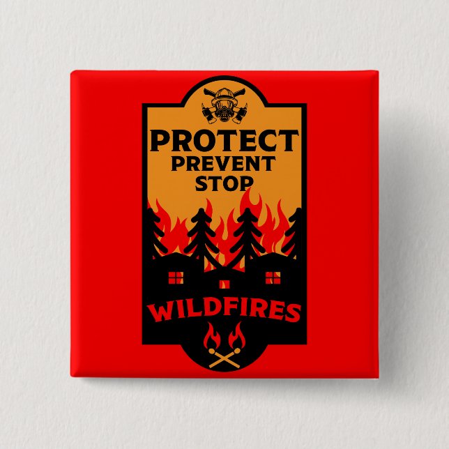 Bóton Quadrado 5.08cm Prevenção contra incêndios florestais (Frente)