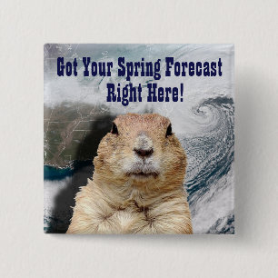 Bóton Quadrado 5.08cm Previsão de Primavera de Groundhog