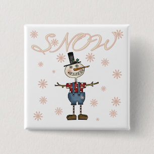 Bóton Quadrado 5.08cm Prim Snowman Camisetas e presentes