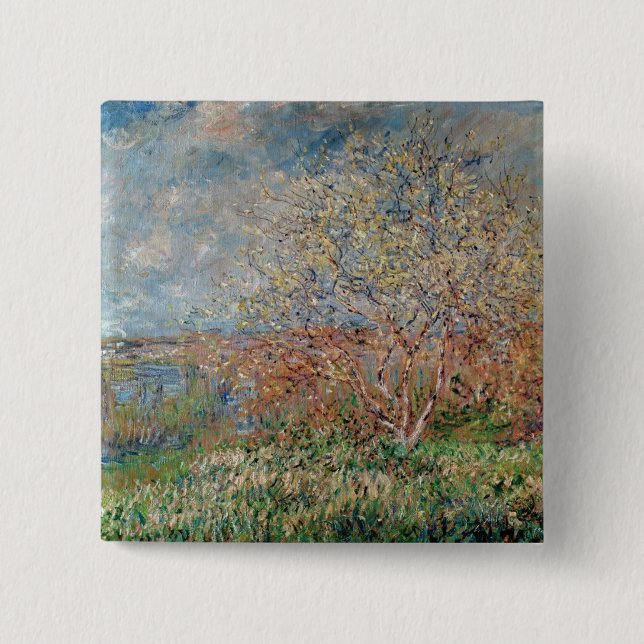 Bóton Quadrado 5.08cm Primavera de Claude Monet | (Frente)