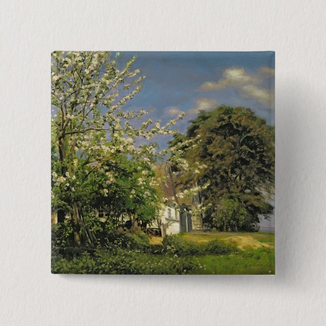 Bóton Quadrado 5.08cm Primavera Flor, 1908 (Frente)